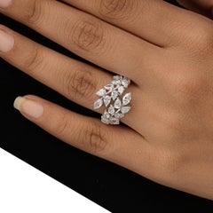 2.70 Carat SI Clarity HI Color Pear Marquise Diamond Ring 18 Karat White Gold