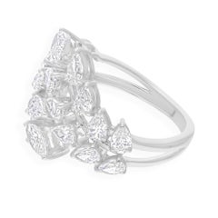 2.70 Carat SI Clarity HI Color Pear Marquise Diamond Ring 18 Karat White Gold