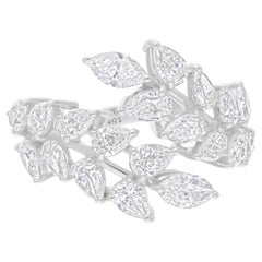 Bague en or blanc 18 carats avec diamant marquise poire de 2,70 carats de pureté SI de couleur hi-colore