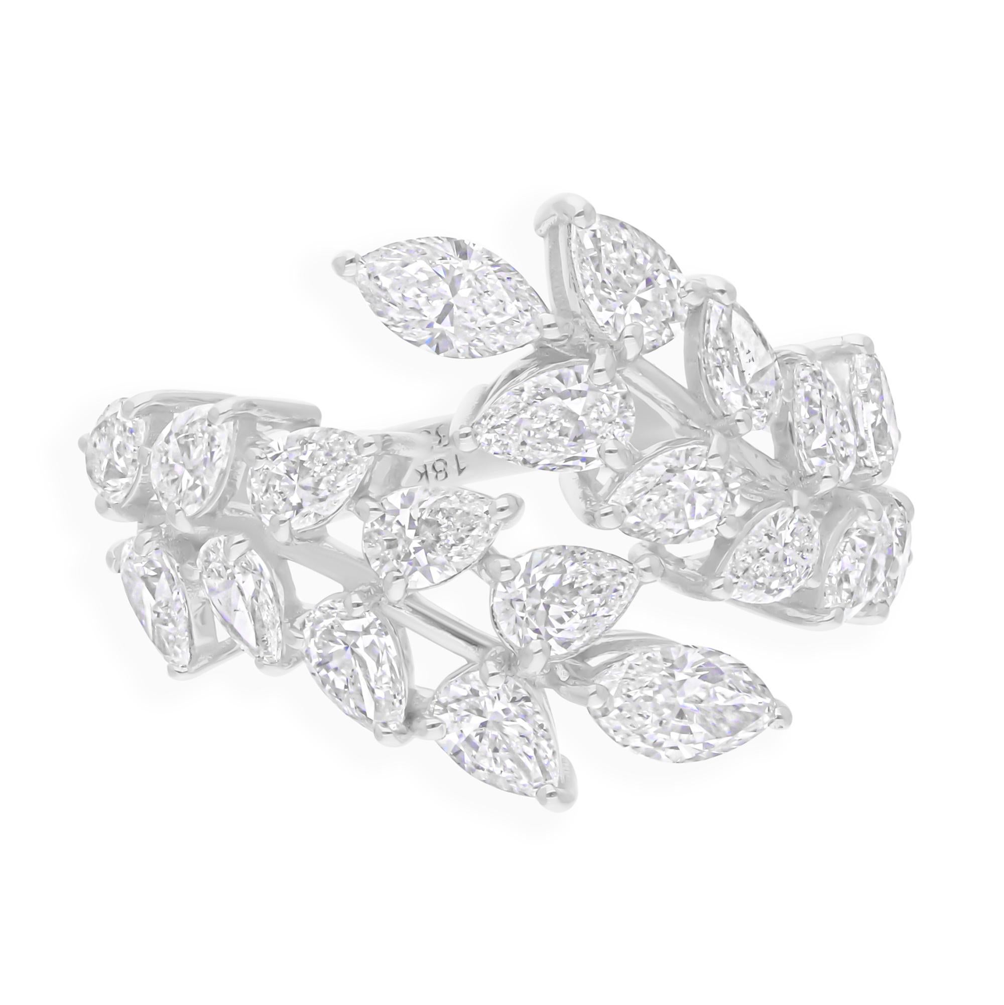 2,70 Karat SI Reinheit HI Farbe Birnen-Marquise-Diamantring 18 Karat Weißgold