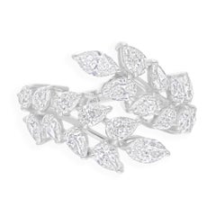 2.70 Carat SI Clarity HI Color Pear Marquise Diamond Ring 18 Karat White Gold