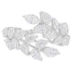 2.70 Carat SI Clarity HI Color Pear Marquise Diamond Ring 18 Karat White Gold