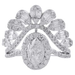 2.70 Carat SI/H Marquise Diamond Ring 14 Karat White Gold Handmade Fine Jewelry