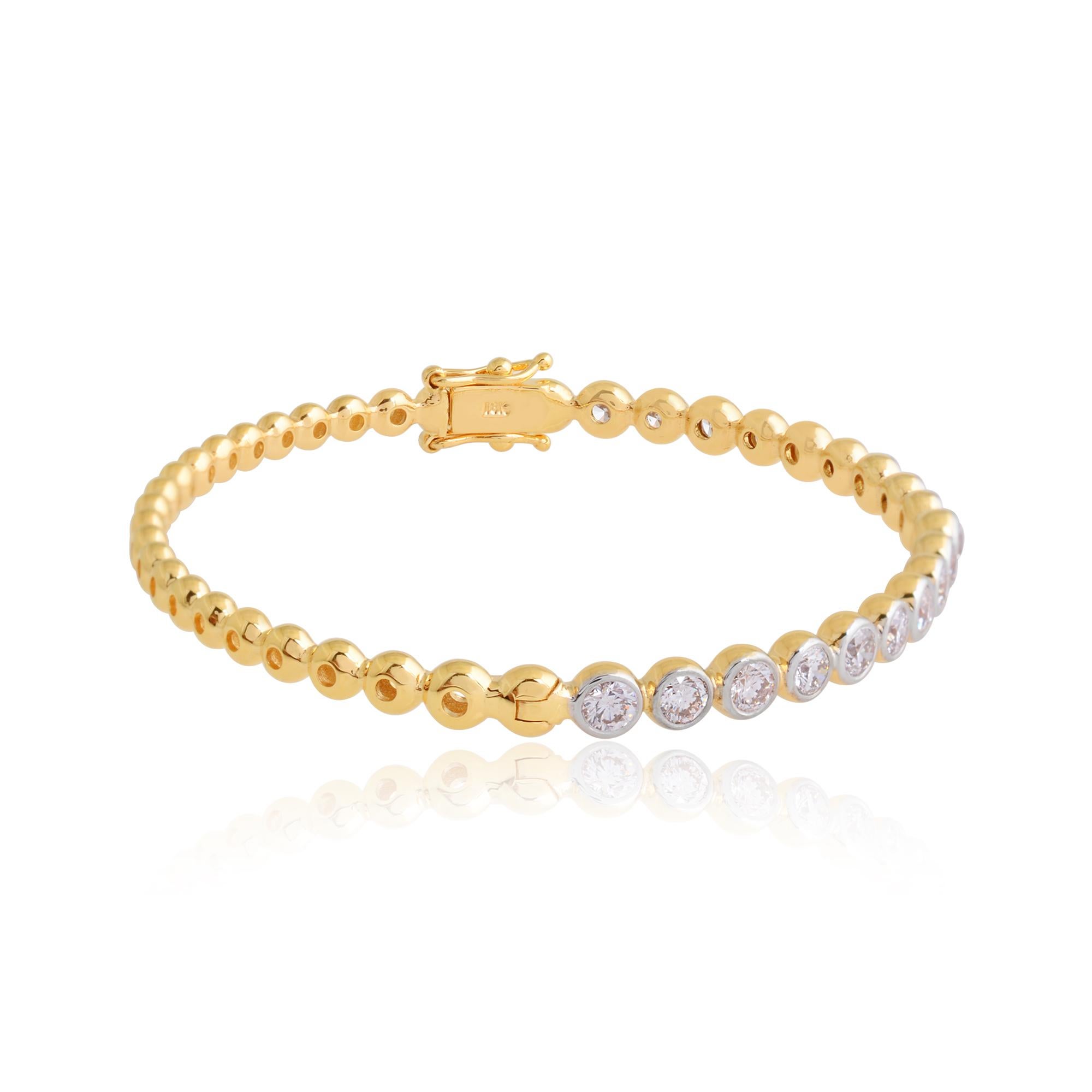 The solid 18k yellow gold setting enhances the natural beauty of the diamonds, providing a warm and luxurious backdrop. The lustrous yellow gold complements the diamonds' brilliance, creating a harmonious union of precious metal and gemstones.

Item