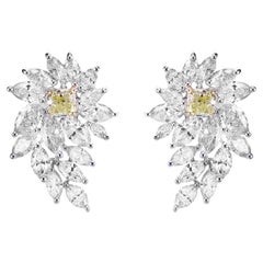 2.70 Carat Soothing Yellow and White Diamond Designer Wings Earring
