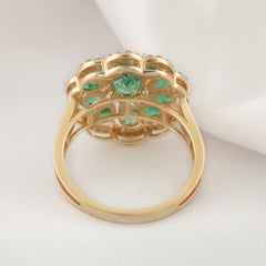 2.70 Carat Zambian Emerald 0.25 Carat SI/H Diamond Ring 14 Karat Yellow Gold