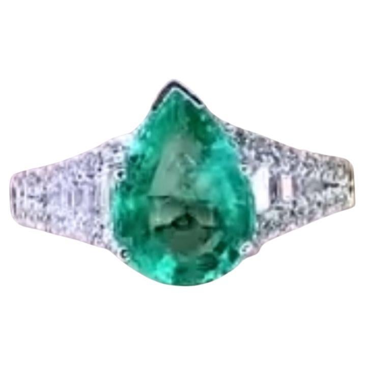 2.70 Carat Zambian Emerald Diamonds 18K Gold Cocktail Ring