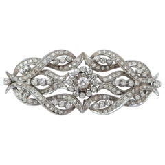 2.70 Carats Diamonds, 18 Karat White Gold Brooch.