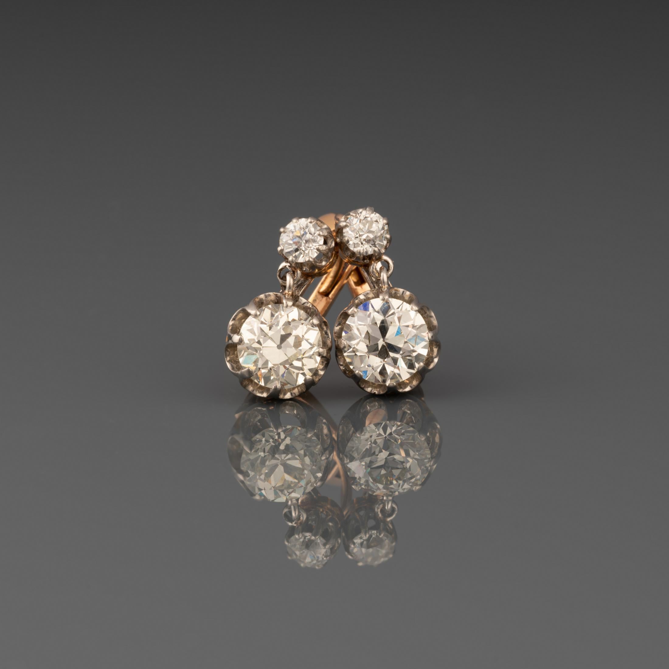 Belle Époque 2.70 Carats Diamonds Belle Epoque Earrings For Sale