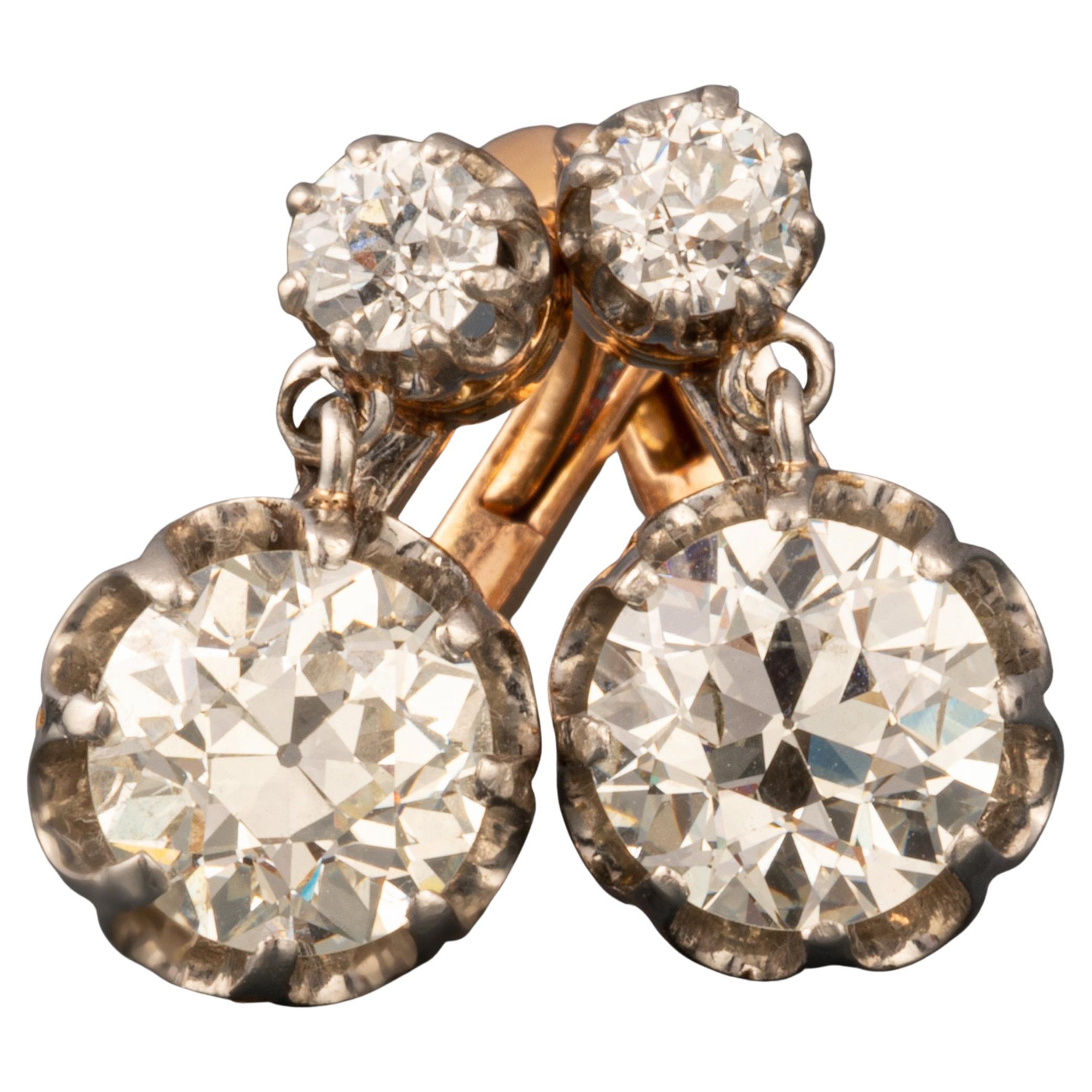 2.70 Carats Diamonds Belle Epoque Earrings For Sale
