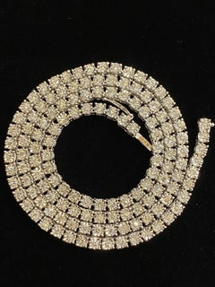 2.70 Carats F/VS1 Round Brilliant Diamonds Illusion Tennis Necklace 18K Gold