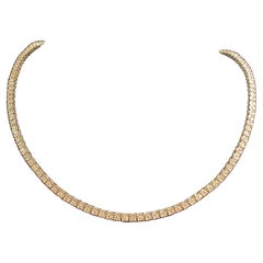 2.70 Carats F/VS1 Round Brilliant Diamonds Illusion Tennis Necklace 18K Gold