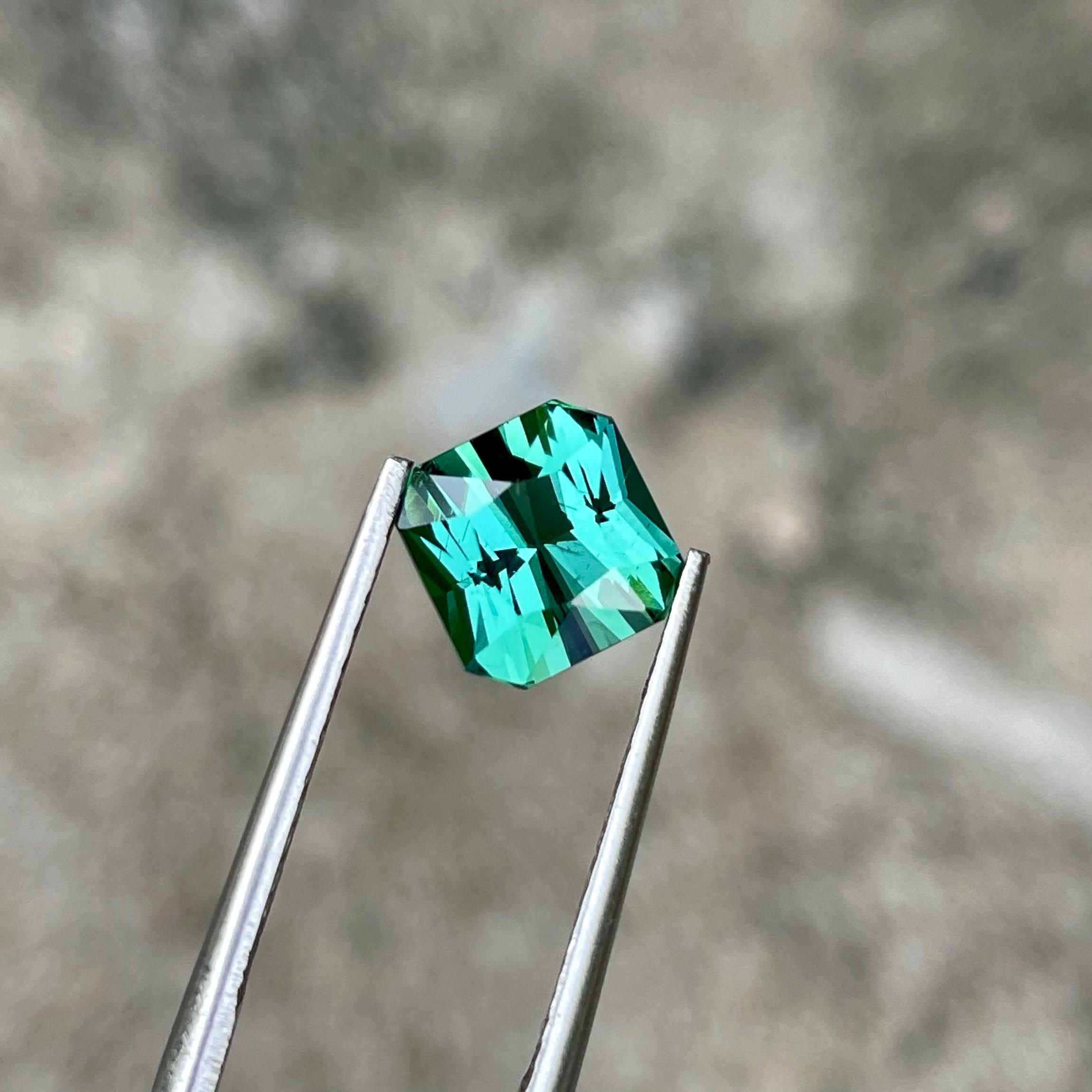 Peso 2,70 carati 
Dimensioni 7.7x7.7x5.6 mm
Trattamento nessuno 
Origine Africa 
Chiarezza VVS
Forma ottagonale 
Taglio di precisione personalizzato 



La tormalina blu verdastra da 2.70 carati, tagliata meticolosamente a forma di ottagono, è un