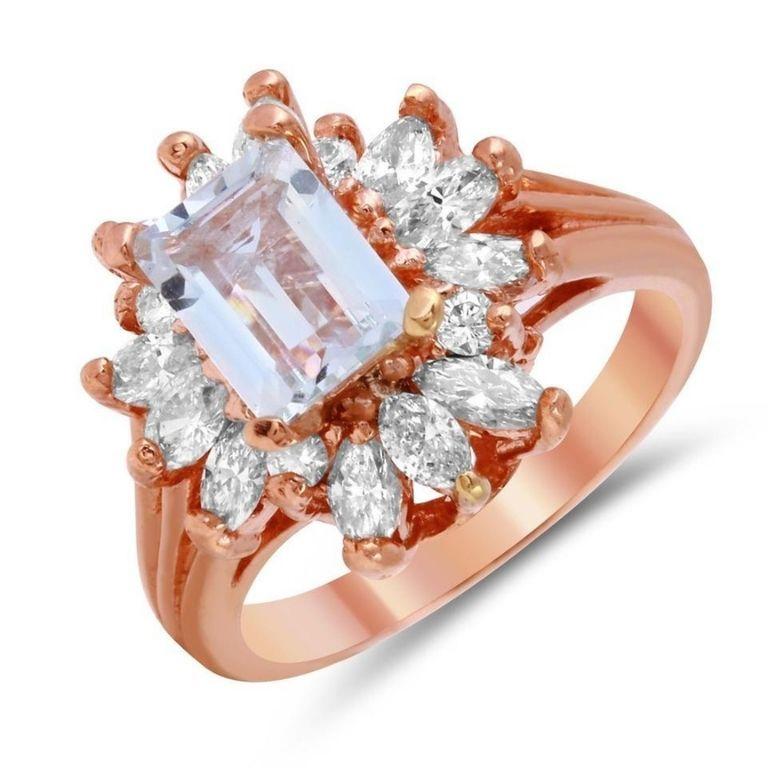 2.70 Carats Natural Aquamarine and Diamond 14K Solid Rose Gold Ring

Total Natural Emerald Cut Aquamarine Weights: 1.20 Carats

Aquamarine Measures: 8 x 6mm

Natural Round Diamonds Weight: 1.50 Carats (color G / Clarity VS2-SI1)

Ring size: 7 (we