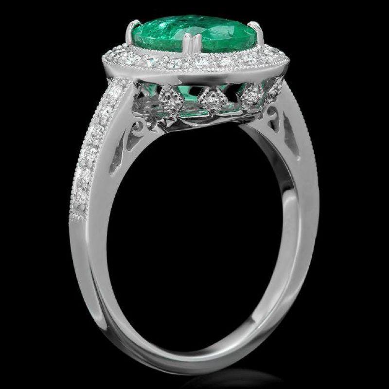 2.70 Carats Natural Emerald and Diamond 14K Solid White Gold Ring

Total Natural Green Emerald Weight is: Approx. 2.30 Carats

Emerald Measures: Approx. 10.00 x 8.00mm

Natural Round Diamonds Weight: Approx. 0.40 Carats (color G-H / Clarity