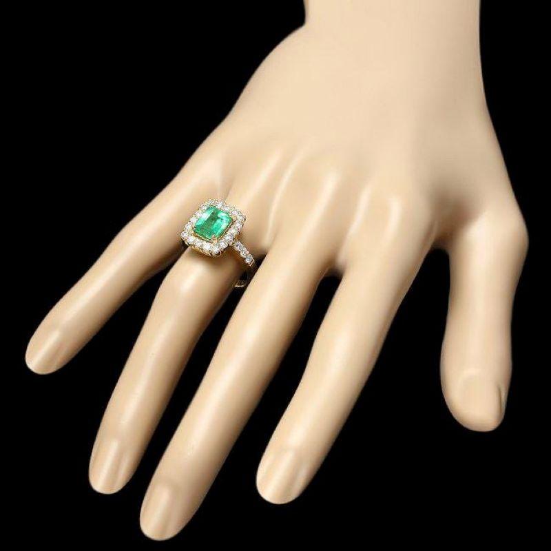 2.70 Carats Natural Emerald & Diamond 14k Solid Yellow Gold Ring In New Condition For Sale In Los Angeles, CA