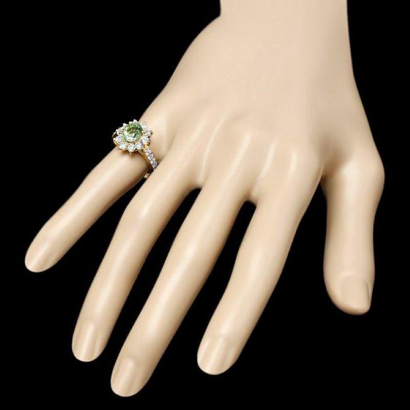 2.70 Carats Natural Tourmaline and Diamond 14k Solid Yellow Gold Ring In New Condition For Sale In Los Angeles, CA
