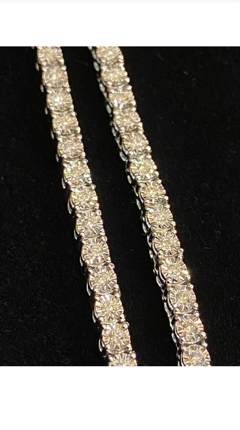 da uomo o donna Collana tennis in oro con pavé di diamanti tondi brillanti da 2,70 carati in vendita