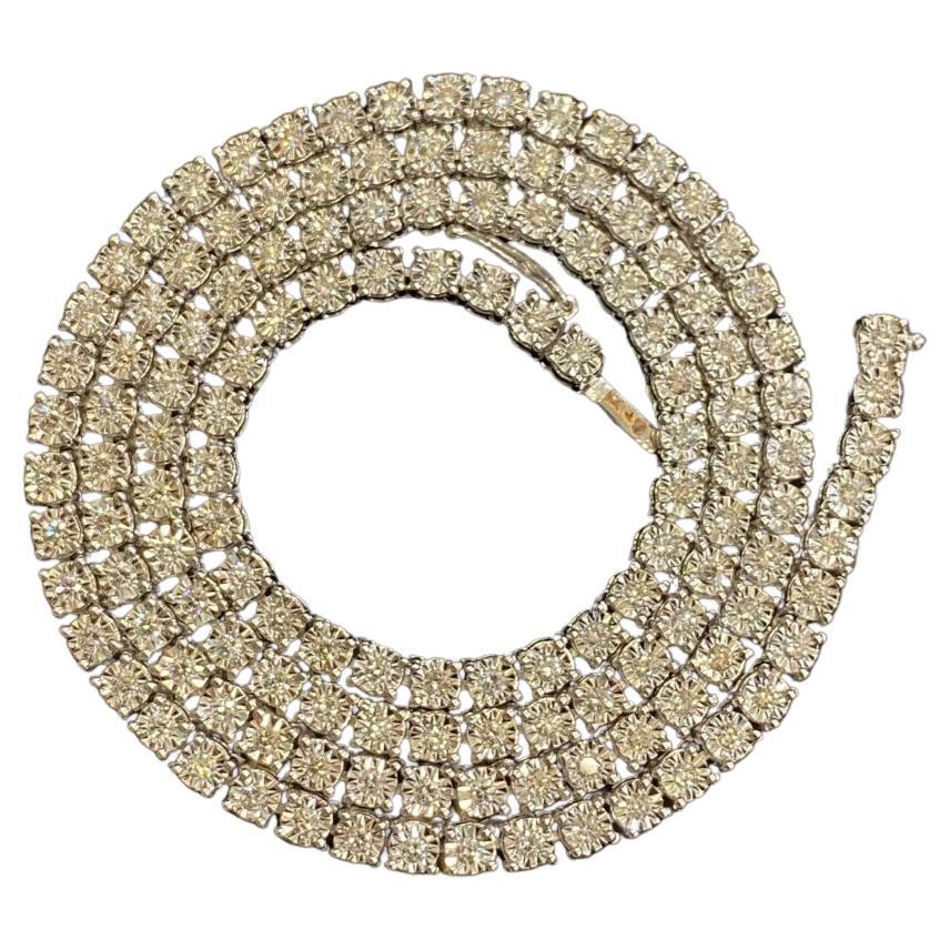 Collana tennis in oro con pavé di diamanti tondi brillanti da 2,70 carati
