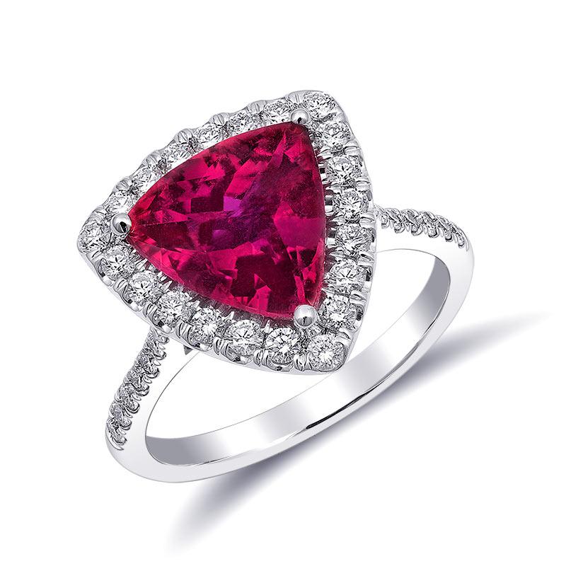 Mixed Cut 2.70 Carats Rubellite Diamonds set in 14K White Gold Ring For Sale