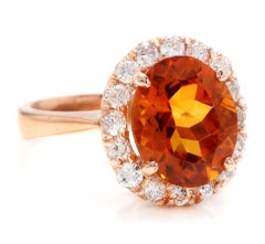 2.70 Ct Exquisite Natural Madeira Citrine and Diamond 14K Solid Rose Gold Ring