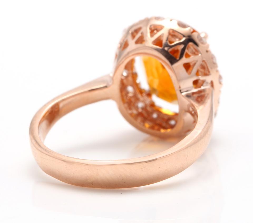 madeira citrine and diamond 14kt rose gold ring