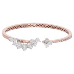 2,70 Ct. Bracelet jonc en or rose 18 carats avec diamants en forme de poire, fait main, bijouterie d'art