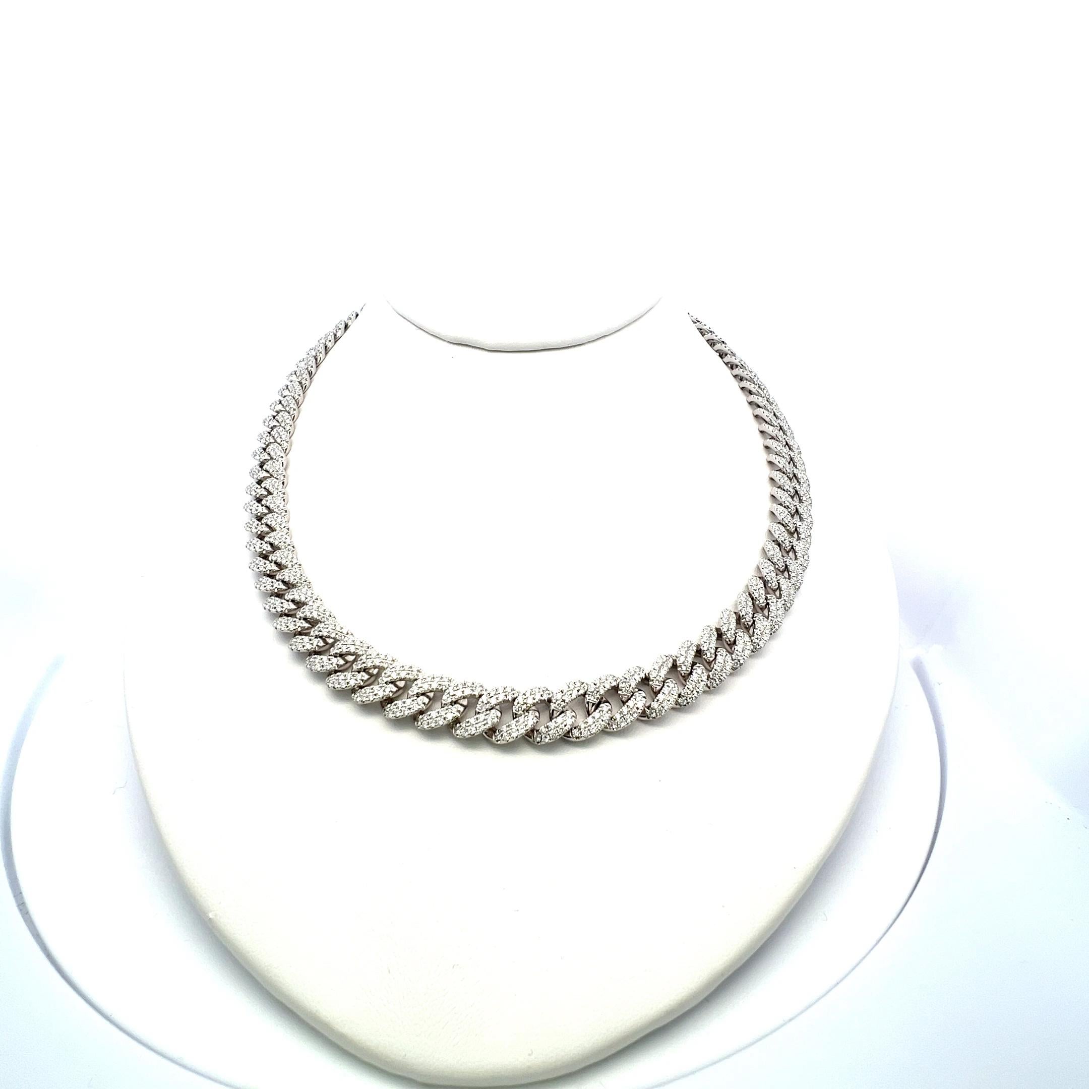 27,00 Quilates Diamante Redondo Brillante H SI1 Collar de cadena de oro blanco de 14 quilates Corte brillante en venta