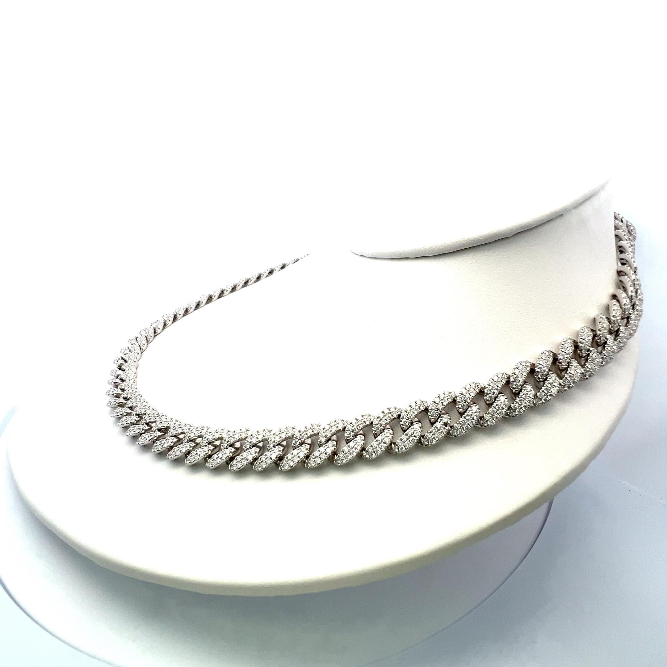 27,00 Quilates Diamante Redondo Brillante H SI1 Collar de cadena de oro blanco de 14 quilates en Bueno estado para la venta en New York, NY