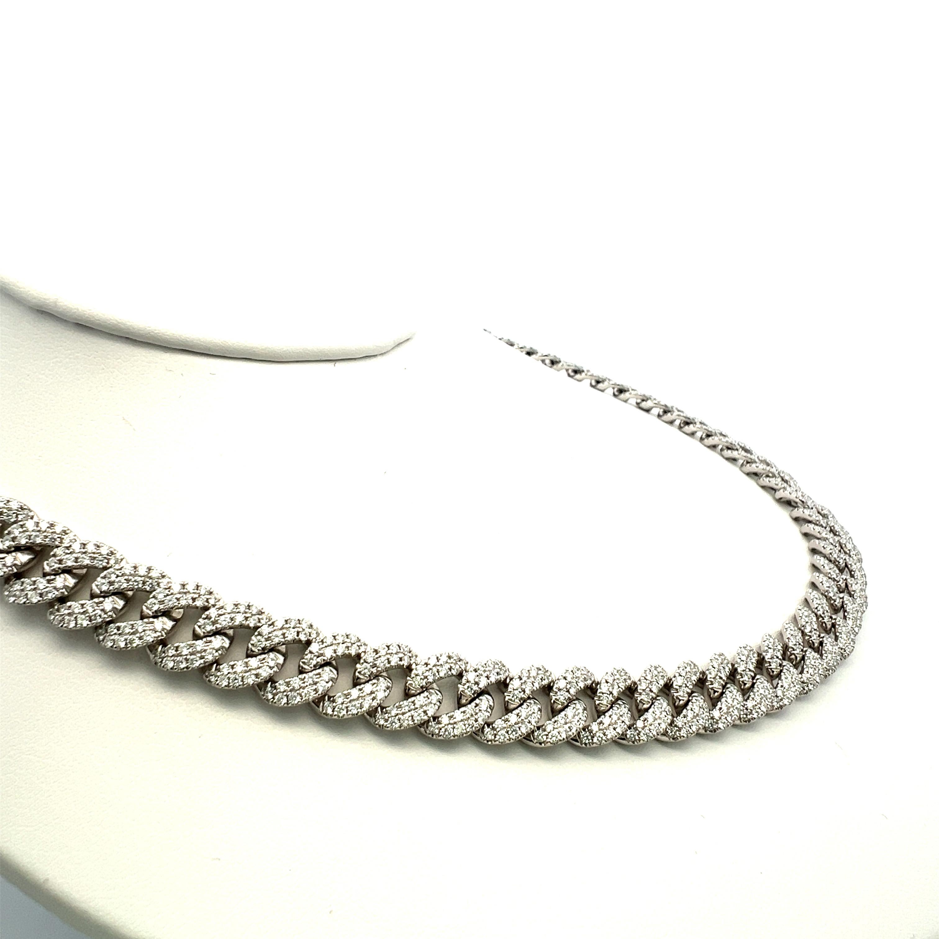 27,00 Quilates Diamante Redondo Brillante H SI1 Collar de cadena de oro blanco de 14 quilates en venta 2