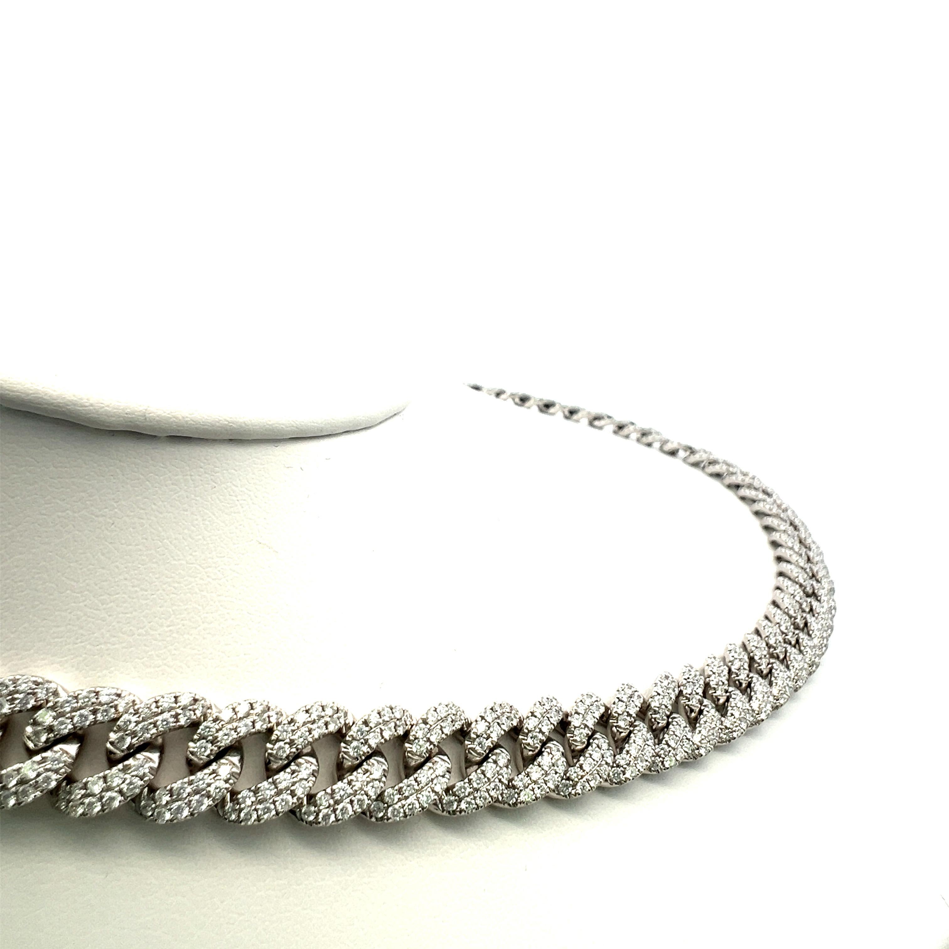 27,00 Quilates Diamante Redondo Brillante H SI1 Collar de cadena de oro blanco de 14 quilates en venta 3