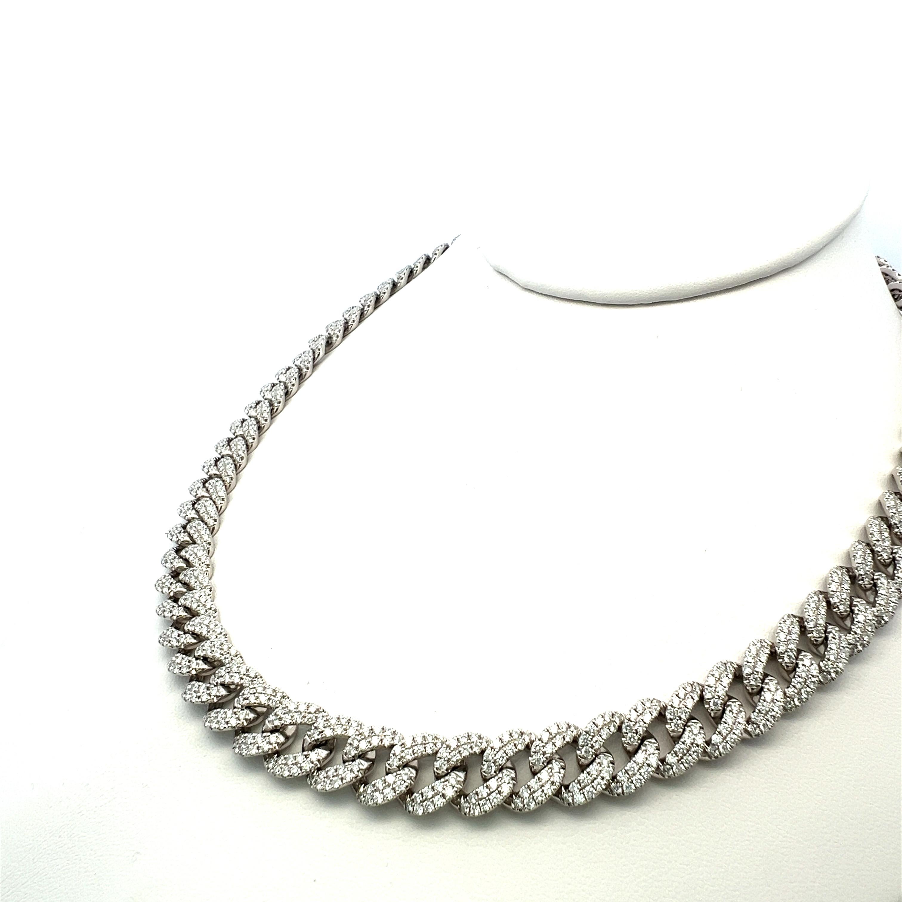 27,00 Quilates Diamante Redondo Brillante H SI1 Collar de cadena de oro blanco de 14 quilates en venta 4