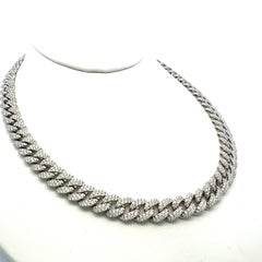 27.00 Carat Round Brilliant H SI1 Diamond 14 Karat White Gold Chain Necklace