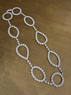27.00 carat total weight Natural Pave Diamond Statement Necklace 18k White Gold
