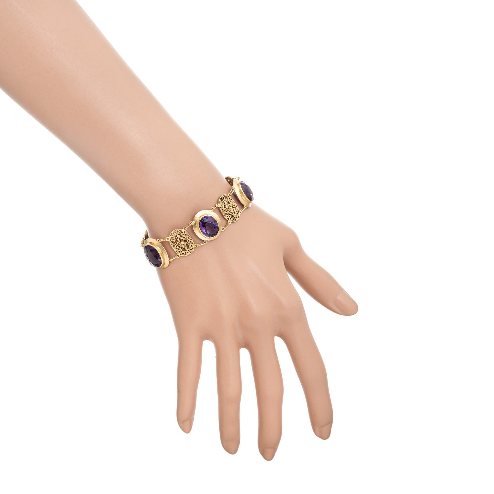 Filigranes Armband aus Gold mit Amethyst Damen im Angebot