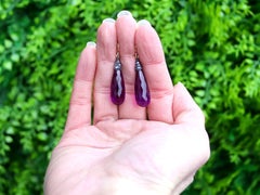 27.05 Carat Amethyst 0.12 Carat Diamond and 18k Yellow Gold Earrings Circa 1900