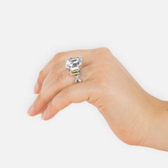 Bague de succession de 27,06 carats, topaze blanche de taille Asscher et diamants