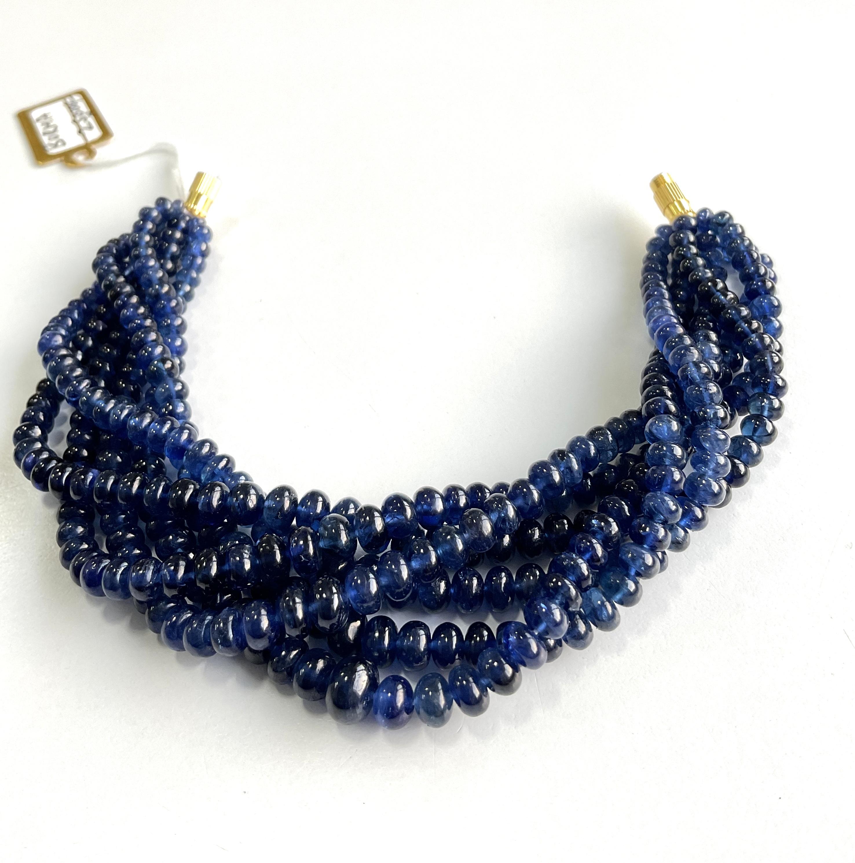 270.70 Carats Blue Sapphire Beaded gem Quality Necklace no heat burmese sapphire In New Condition For Sale In Jaipur, RJ
