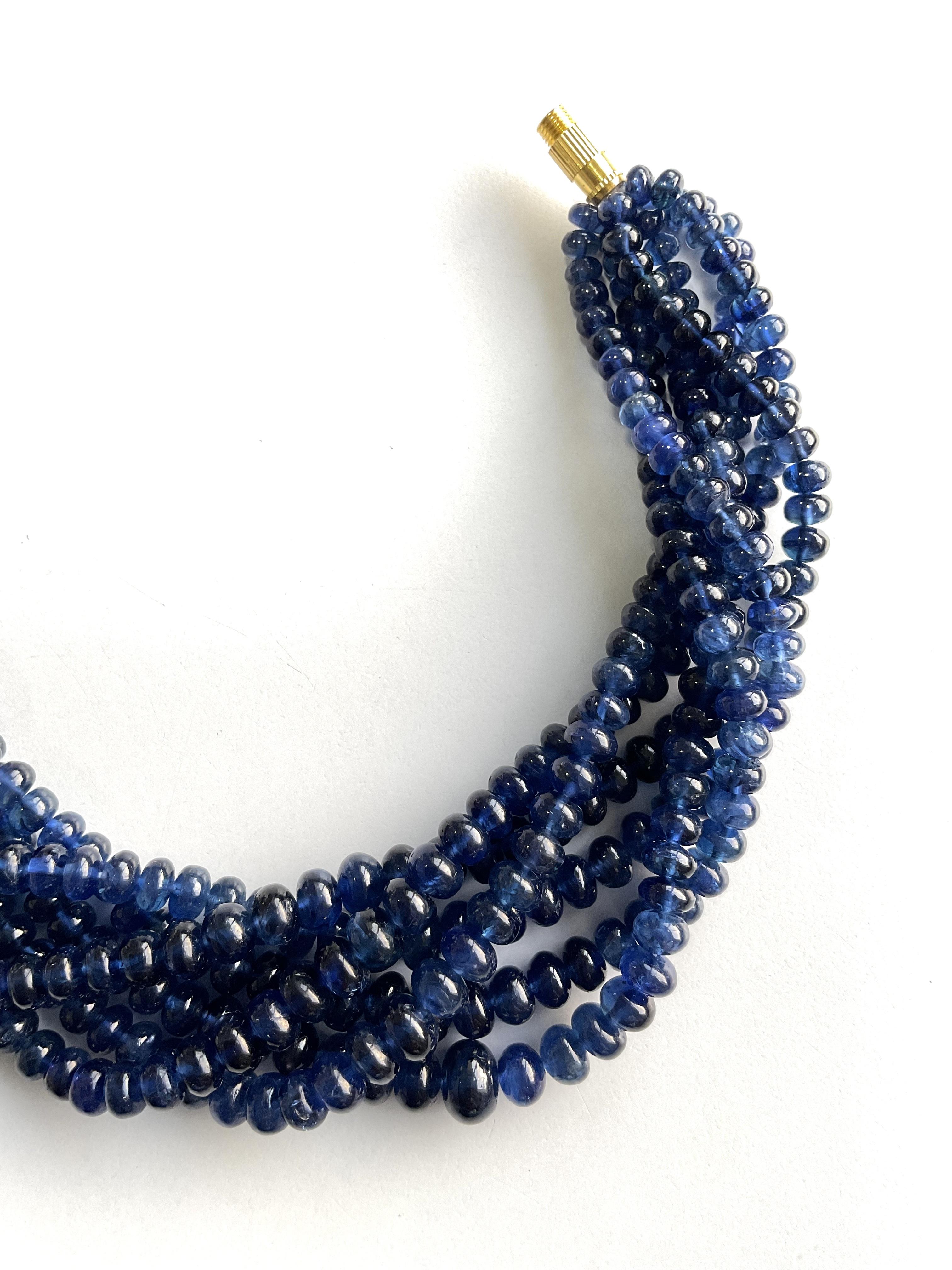 Women's or Men's 270.70 Carats Blue Sapphire Beaded gem Quality Necklace no heat burmese sapphire For Sale
