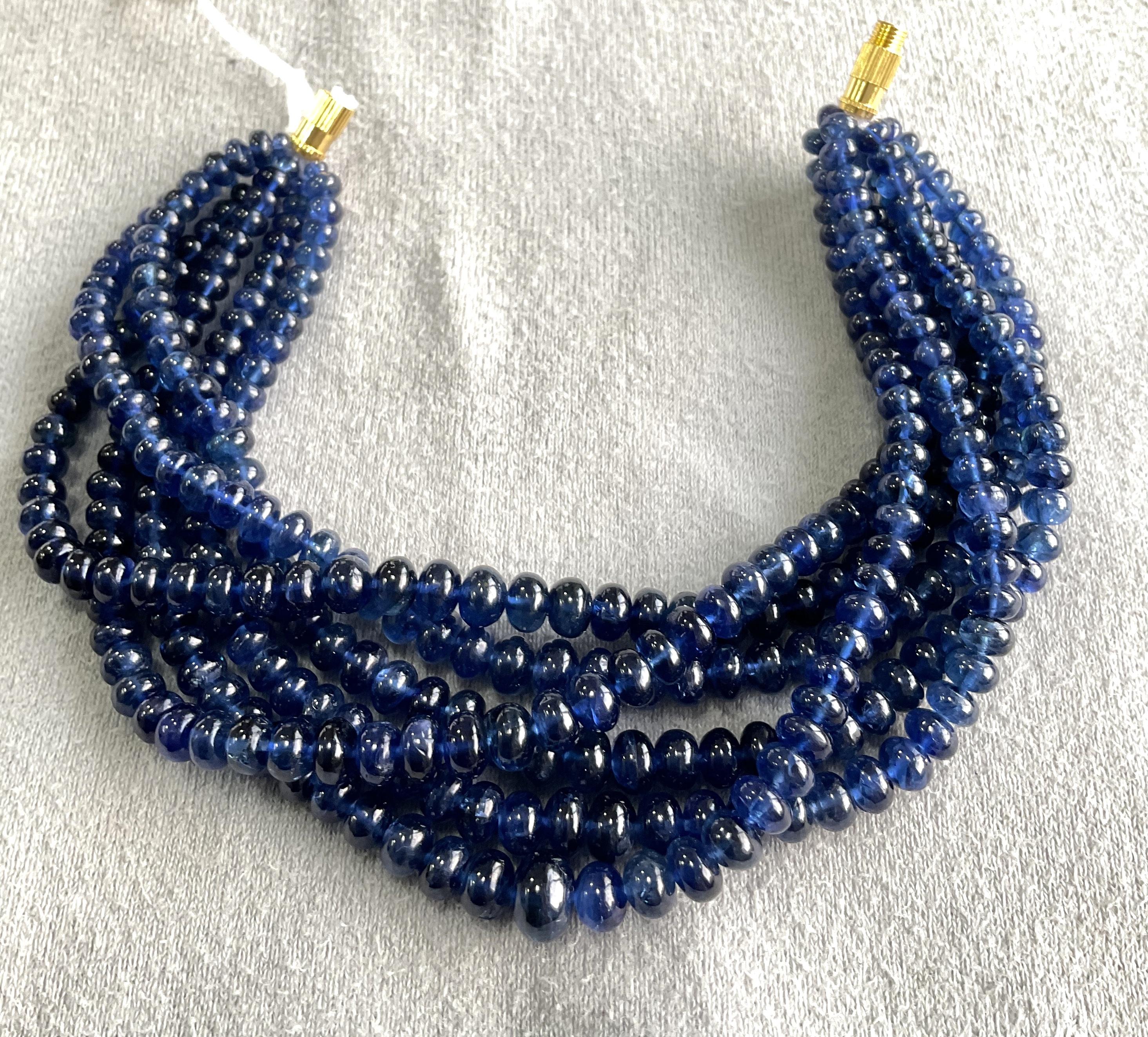 270.70 Carats Blue Sapphire Beaded gem Quality Necklace no heat burmese sapphire For Sale 4
