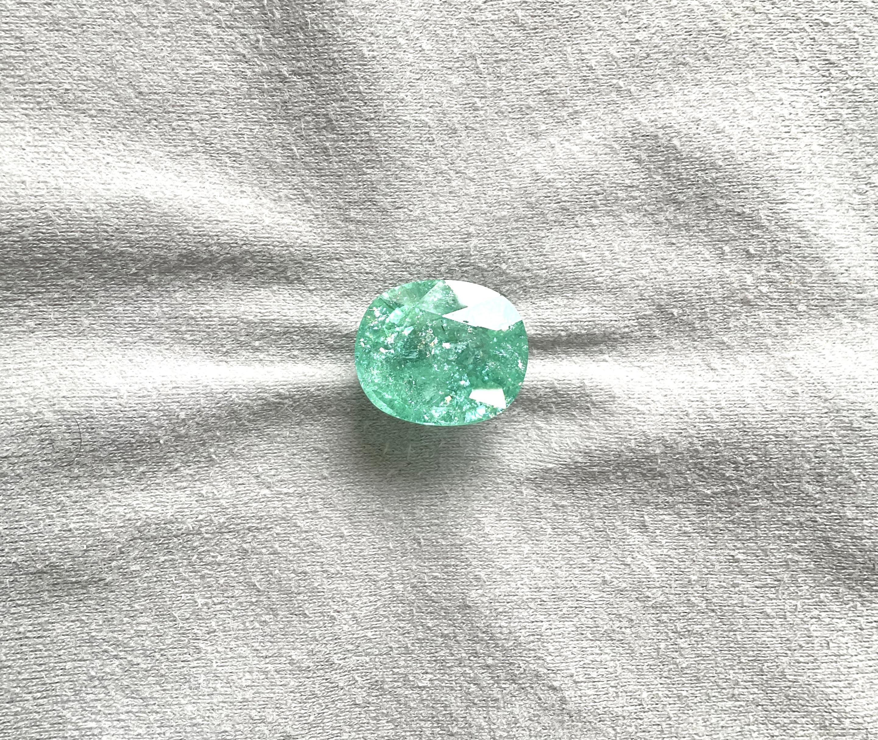 Art déco 27.08 Carats Green Paraiba Tourmaline Oval Cut Stone Fine Jewelry Natural Gem en vente