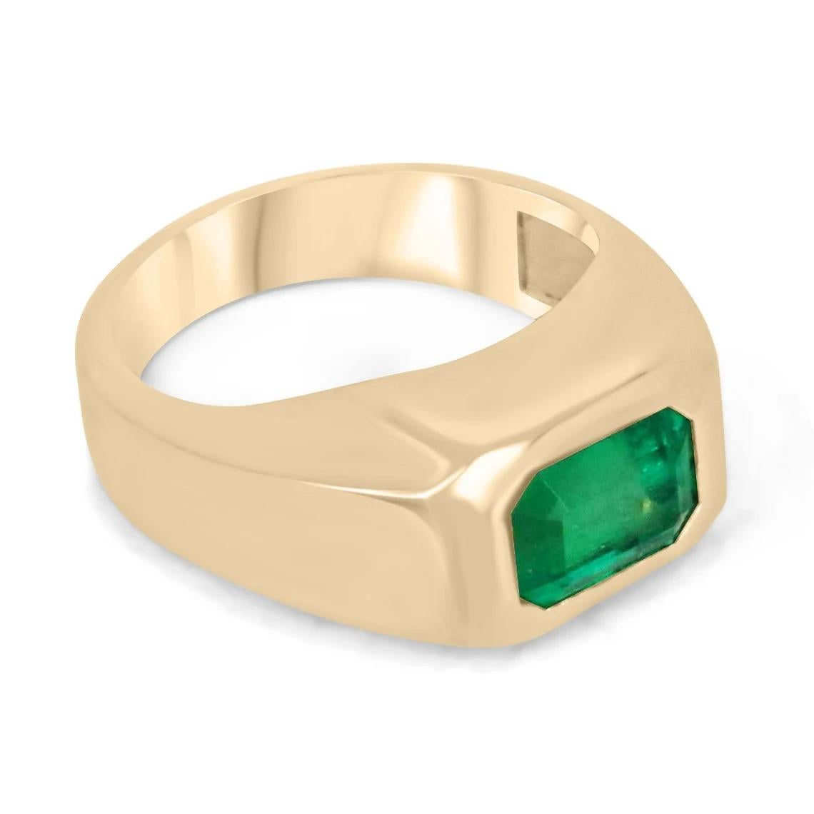 Prepare to be captivated by the absolute pinnacle of solitaire emerald rings—a truly spectacular masterpiece that exudes unmatched brilliance. At the heart of this extraordinary creation lies a mesmerizing 2.70-carat Colombian emerald, renowned for