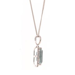 Ciondolo a raggiera con acquamarina e diamante da 2,70 ct in platino