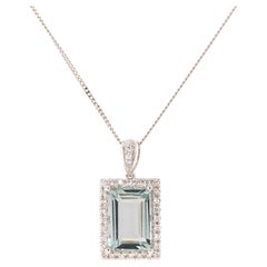 Ciondolo a raggiera con acquamarina e diamante da 2,70 ct in platino