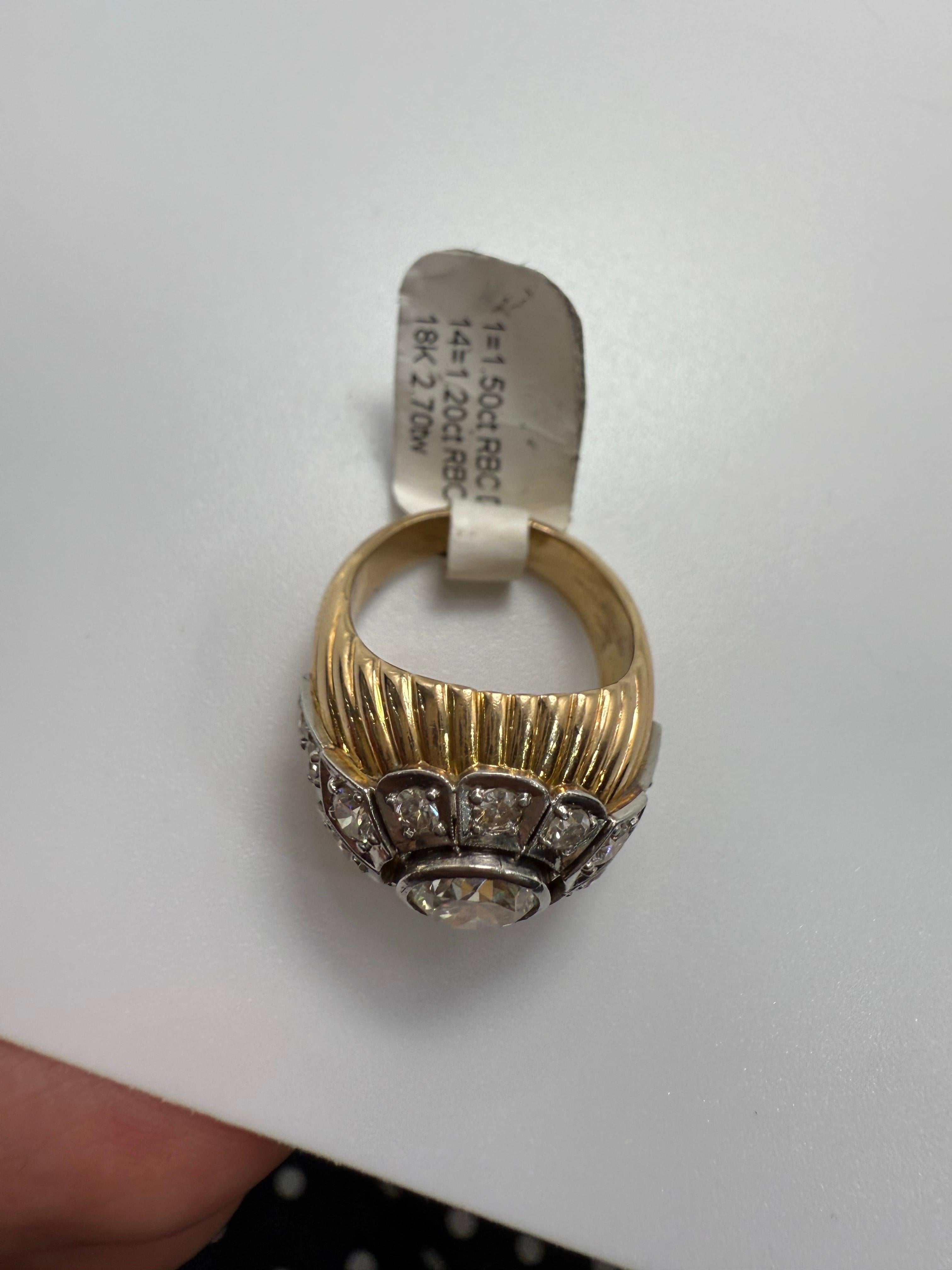 2,70ct Diamantring 18KT Gold antikes Design Jahr unbekannt (Rundschliff) im Angebot