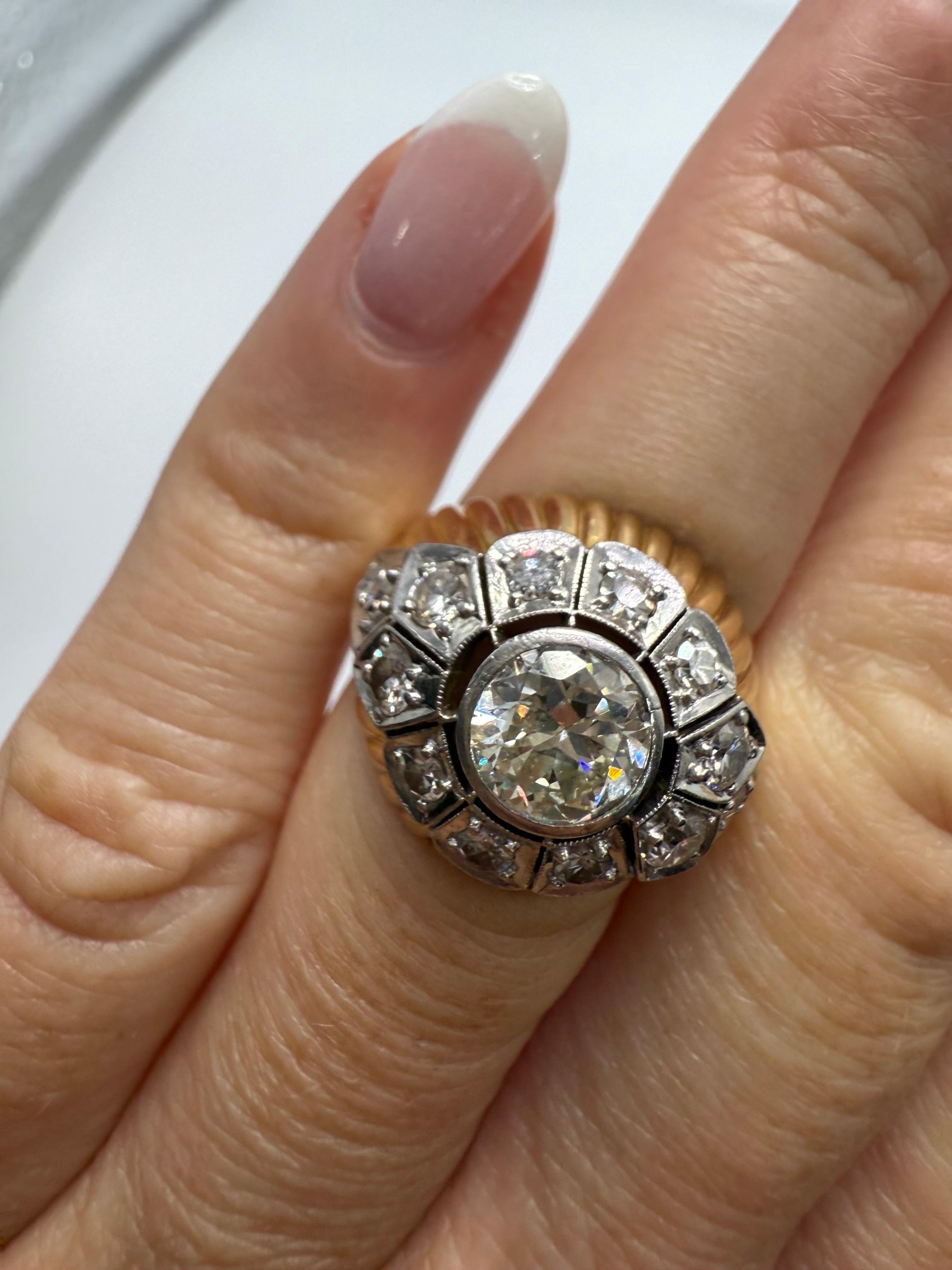 2,70ct Diamantring 18KT Gold antikes Design Jahr unbekannt im Zustand „Hervorragend“ im Angebot in Boca Raton, FL