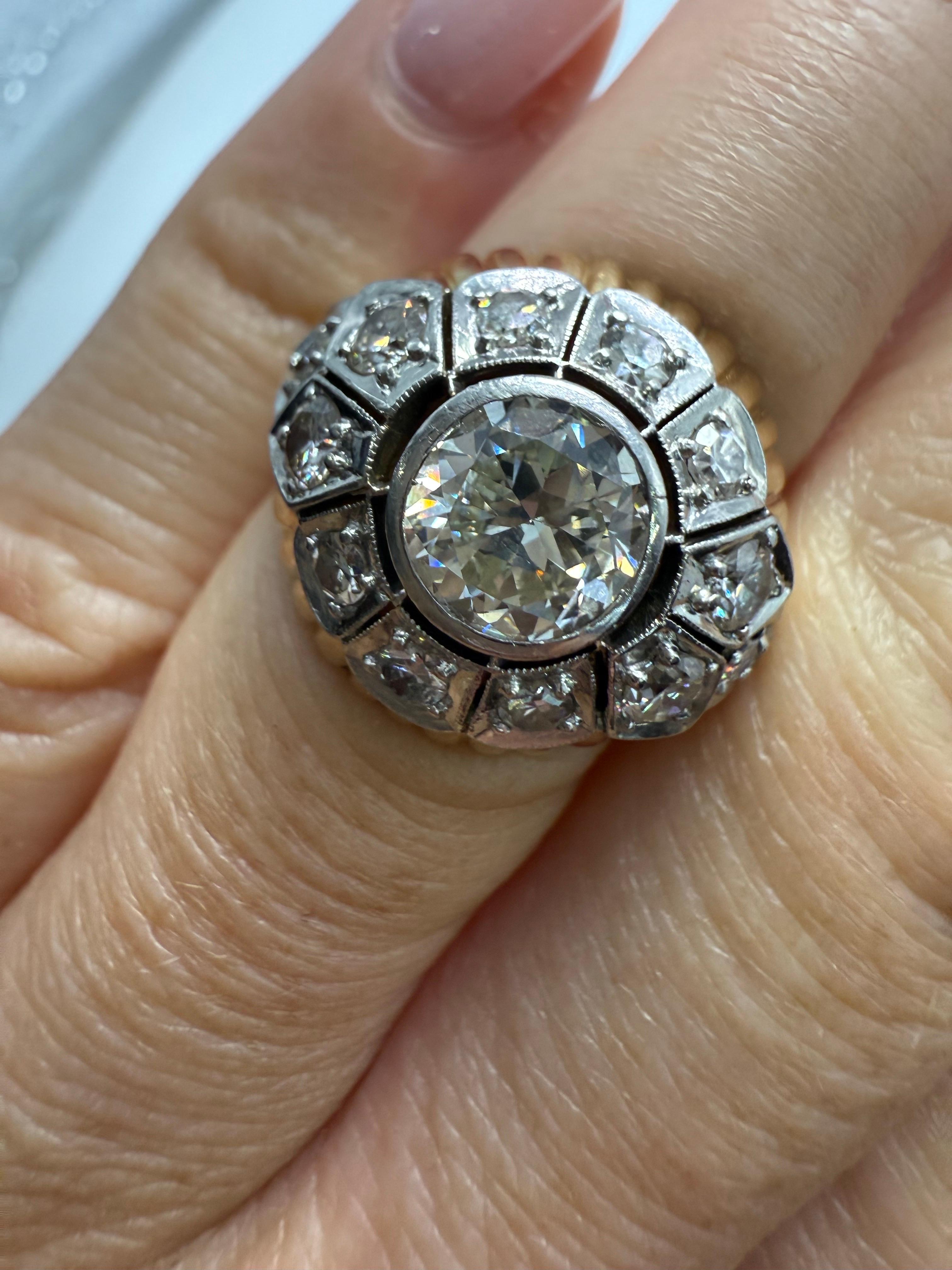 2,70ct Diamantring 18KT Gold antikes Design Jahr unbekannt im Angebot 3