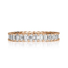 2.70ct Emerald Cut Diamond Eternity Band in 18k Rose Gold
