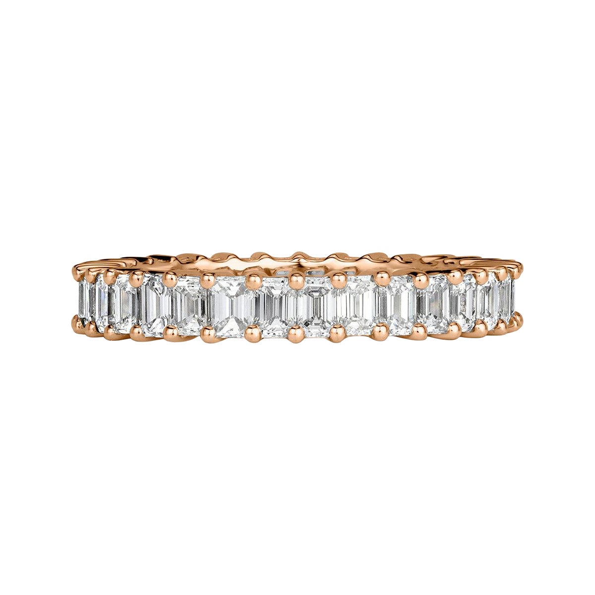 2.70ct Emerald Cut Diamond Eternity Band in 18k Rose Gold