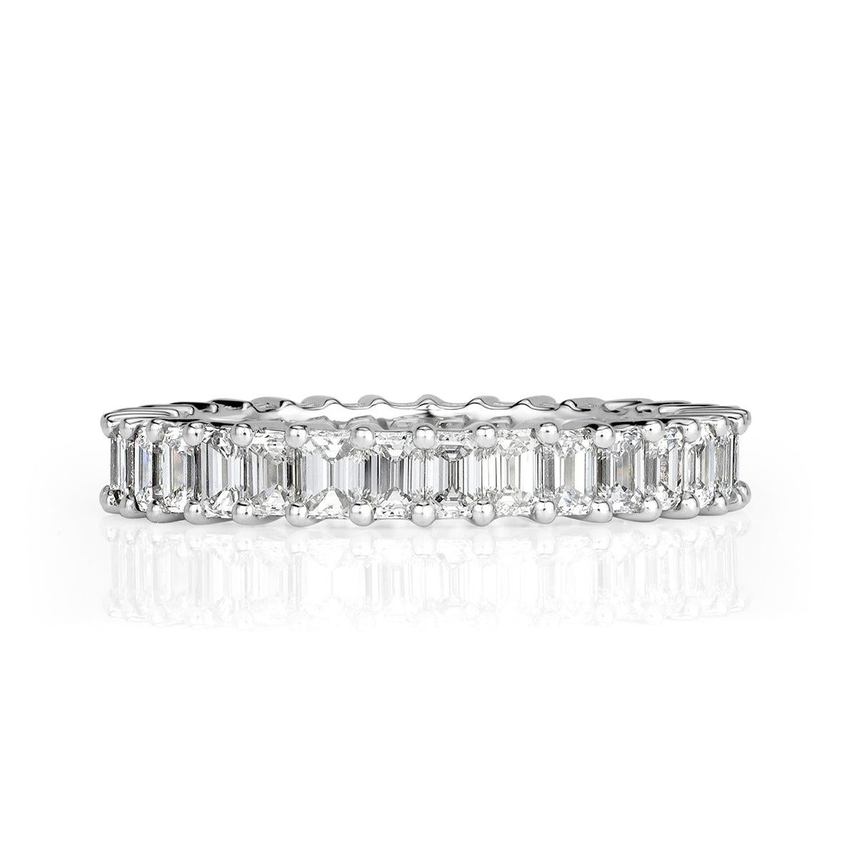2.70ct Emerald Cut Diamond Eternity Band in 18k White Gold For Sale